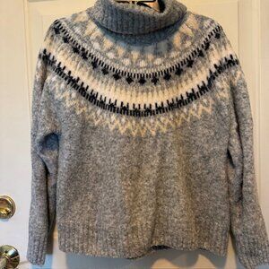 H&M Chunky Grey Knit Turtleneck Sweater Sz Medium